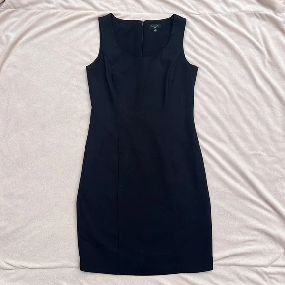 Tahari ASL Black Sheath Mini Dress Scoop Neck Sleeveless women’s 4 - Picture 3 of 8
